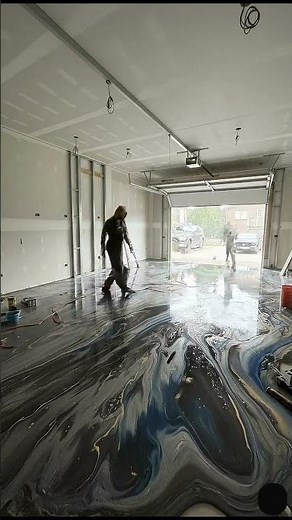 Insane Garage Makeover Metallic Epoxy Floor Transformation Before & After 🏎️✨ #transformyourhome