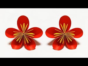 【季節の折り紙】梅の花の折り方 🌸 5枚で本格的な仕上がり！ Origami Plum Blossom DIY | Paper Craft | 摺紙 | 종이접기