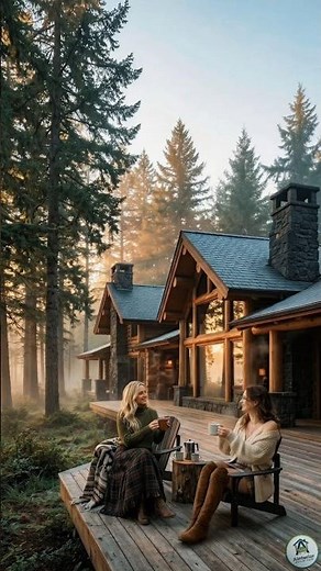 POV Waking Up in a $2M Rustic Log Cabin in the Woods 🌲 #tinycabin