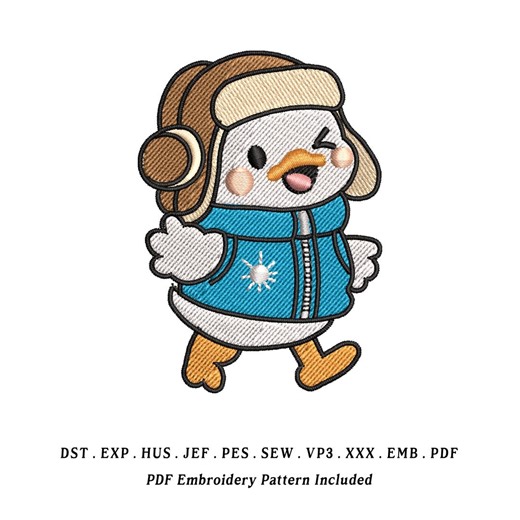 Snowy Explorer Duck Embroidery Design, Cute Winter Duck With Vest & Ushanka, EMB File Included, Instant Download - Etsy