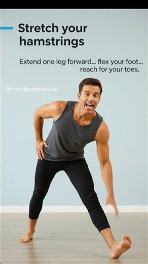 Standing Hamstring Stretch with Foot Flex - Stretch your hamstrings #health #fitness #yoga