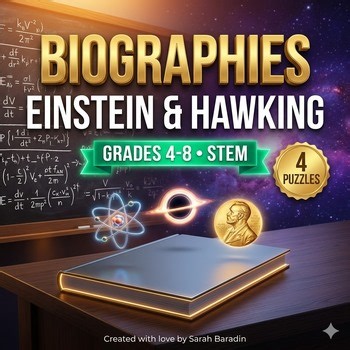 Albert Einstein & Stephen Hawking Physics, STEM Crossword Puzzle With Word Bank