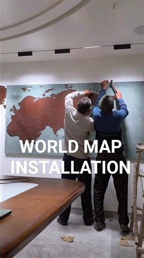 World map installation | commercial space Confrence room interior #worldmap #office