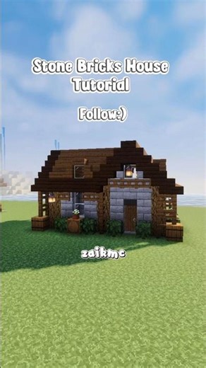 Stone Bricks House Tutorial 🏠 #minecraftbuilding #minecrafthouse #Minecraft #minecraftideas #shorts