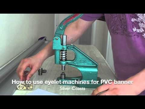 How to use portable eyelet machine to setting up eyelets for PVC banners (M1, 12mm eyelets)