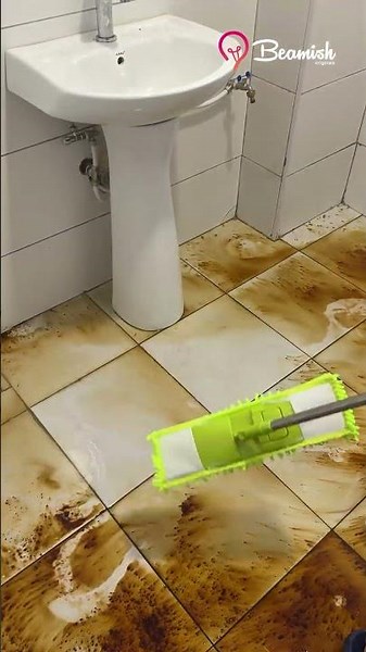 Satisfying Dirty Bathroom Floor Clean Up 🤢🧽✨ #easy #bathroomfloor #cleaning #trick