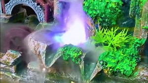 Indoor Rockery Waterfall Fountain, Atomizing Stone Tabletop Simulation Landscape Ornaments w/ LED Colorful Lights for Office Home Bedroom Desk Decoration, Relieve Stress