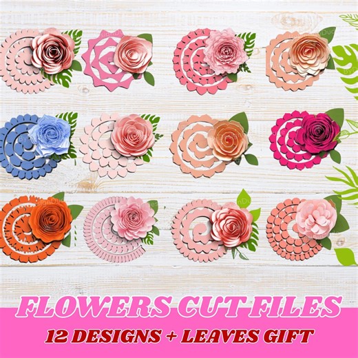 3D Rolled Paper Flower SVG Bundle, Cricut Cut Files (digital Download - Etsy