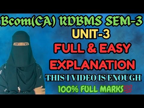 RDBMS UNIT-3 | Full explaination | Degree 3rd semester RDBMS 100% FULL marks💯✅ | O.U | Bcom Computer