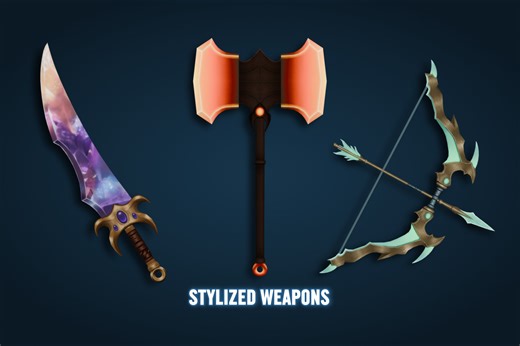 Hand-painted Fantasy Weapons: Cosmic, Ghost, Fire & Medieval | 3D 武器 | Unity Asset Store