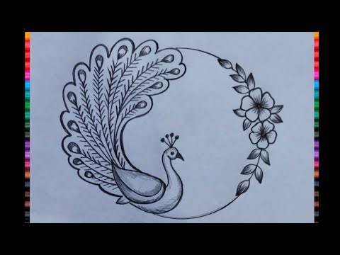 Peacock border design for project /Peacock draw hard and beautiful/how to draw peacock drawing