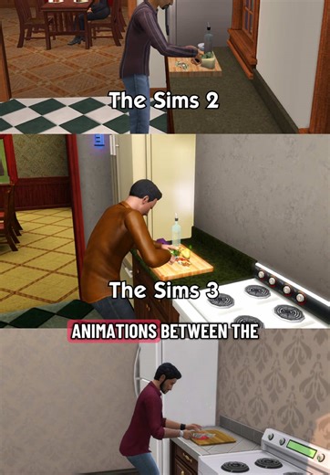 Animation Comparison of Cooking in The Sims Series