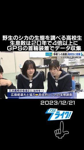広島県内でも急増するシカの食害が問題となる中、三次市の高校生が野生のシカの生態を調べようと「ある装置」を取り付けました。高校生が地域の問題に取り組む、その理由をツイセキしました。#シカ #高校生 #調査 #広島修道大学 #問題 #tiktokでニュース