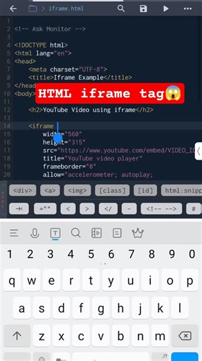 Html using the iframe tag #coding #programming #shorts #html #askmonitor