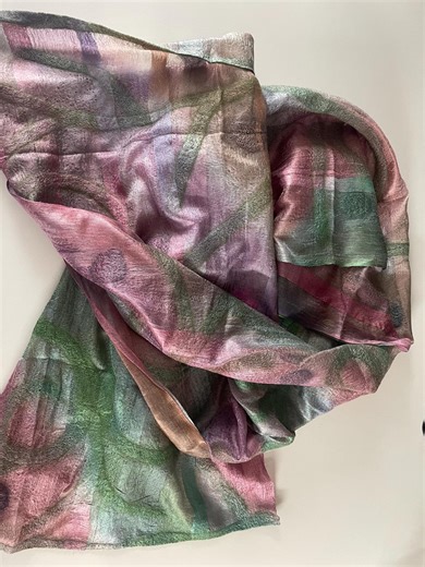 Nuno Felted Silk Scarf, Multicolor Merino Wool, Double-sided Handmade Shawl - Etsy