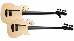 Godin introduces a duo of semi-acoustic, two-voice pickup-loaded fretless basses, the A4 and A5 Ultra