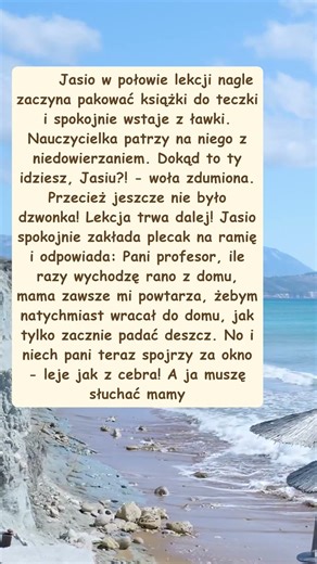 Uczeń wraca do domu podczas lekcji, bo mama kazała mu wracać gdy pada deszcz!