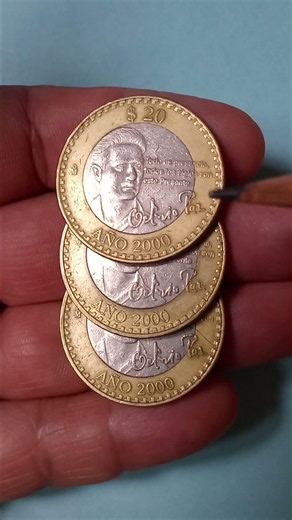 #historiamonedas Tres Monedas De $20 Pesos Año 2000