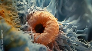 A microscopic view of damaged cilia on the inner ear, highlighting the damaging effects of noise pollution on human hearing and overall wellbeing. The also depicts the interconnectedness