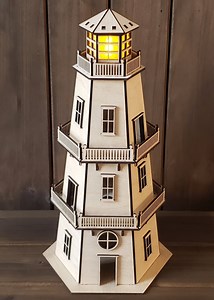 Lighthouse W/led Beacon Light - Natural Wood Finish - Model Lighthouse LED Light - Etsy