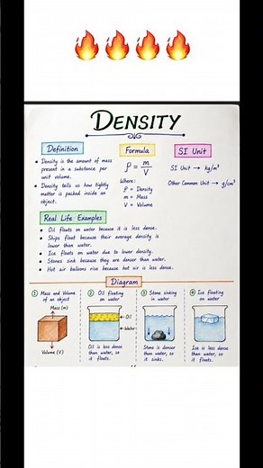 📘 Understanding Density Made Simple! #PhysicsNotes #Density #HandwrittenNotes #ScienceEducation