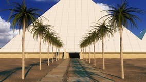 Reconstruction En 3d Des Grandes Pyramides De Giza Khufu Menkaure Et Khafre Cairo Egypte. Cairo Giza Egypte 3d Banque De Vidéos - Vidéo du grand, passé: 215539392