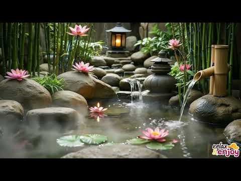 Zen Garden Water Sounds - Relaxing Lotus Pond - Deep Relaxation, Sleep, Meditation 💚
