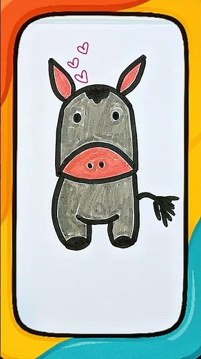 How to Draw a Cute Donkey 🫏 | Easy Drawing for Kids