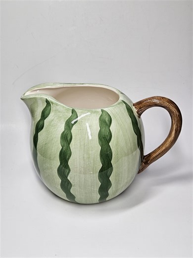 Vintage Watermelon Ceramic Pitcher, Kitschy Fruit Figural Vase, Retro Summer Kitchen Decor, Hand Painted Watermelon Jug With Branch Handle - Etsy