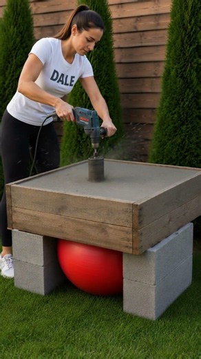 🛠️🎾 I Built a Concrete Sink Using a Pilates Ball! 😍✨#diyprojects #sink #homedesign