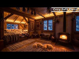 (NO MUSIC) PEACE AT LAST | Fireplace & Snowstorm Sound | Blizzard & Windstorm Sound for Sleep