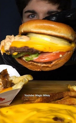 ASMR Animal Style In-N-Out Burger & fries! #asmr #food #shorts