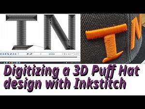 Inkstitch - 3D Puff Hat, digitized with inkscape and inkstitch.