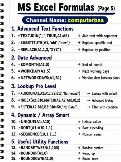 MS Excel Formulas Mastery (Page 5) | Advanced Excel Functions | Learn Excel Like a Pro 💯