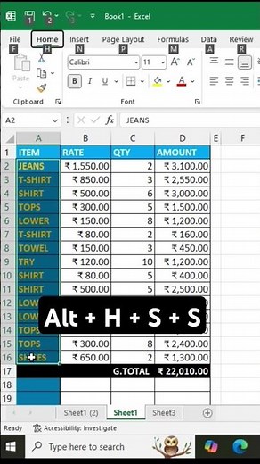 Excel Sort command shortcut key keyboard | Microsoft Excel shortcut keys | Excel Keyboard shortcut