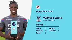 April - the month EA SPORTS FIFA’s Player of the Month Wilfried Zaha shone… #PLAwards | Premier League