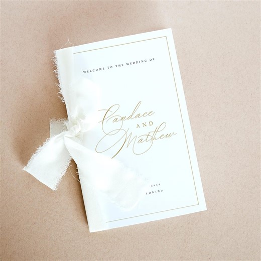 Printable Program Template, Folded, Wedding Ceremony, Templett, Instant Download, Editable Order of Service, Gold, Simple, Elegant, #CNDC - Etsy