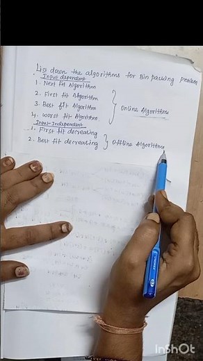 List down the algorithms for bin packing problems