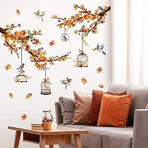 Maple Tree Branches & Leaf Wall Stickers - Autumn Decoration for Bedroom & Living Room