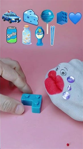 ASMR hand mukbang | Blue candy | Blue cheese candy | Building blocks | Police car gummy candy🍦🍧#asmr