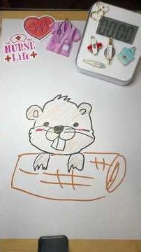 1 Minute Drawing! 🦫 Hard-working Beaver Munching a Log! 🪵✨ #ASMR #Shorts