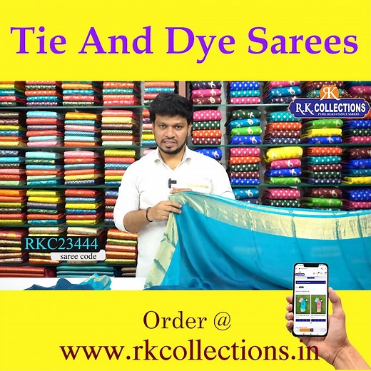 502K views · 7.5K reactions | Georgette Tie And Dye Blue And Peacock Blue Saree https://www.youtube.com/watch?v=q_Al9Mmkr-I | RK COLLECTIONS | Facebook