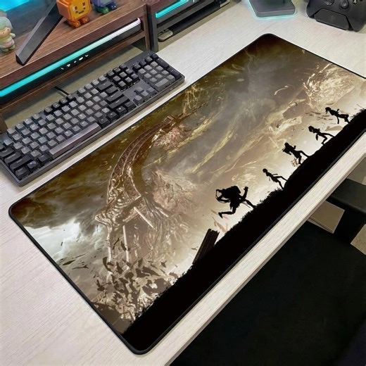 Dark Fantasy Adventure Gaming Desk Mat, Epic Journey Silhouette Desk Pad, Cinematic Monster Landscape Mouse Pad, Large Gamer Setup - Etsy