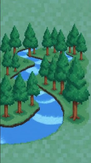 The 8-Bit River Flowing Through the Electronic Forest#8bit #pixelart #digitalforest