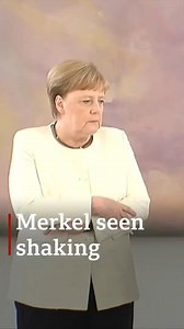 Angela Merkel has been seen trembling again during a ceremony in Berlin, eight days after a similar incident. bbc.in/2IRBjDv | BBC News