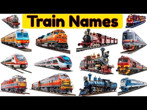 Trains Name for Kids 🚂 | Types of Trains | Learn Railway Transport in English | Tram, Metro
