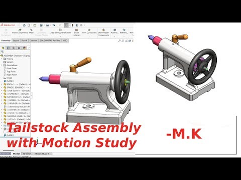 Tailstock Assembly With Motion Study in SolidWorks | Complete 3D CAD Model Tutorial for Beginners