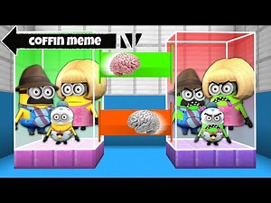 BRAIN EXCHANGE FAMILY MINION vs ZOMBIE FAMILY in MINECRAFT Scary Minion vs Minions Gameplay Movie