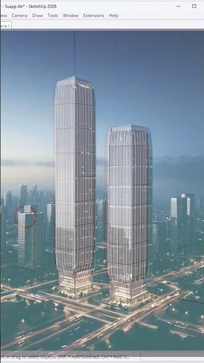 Basic massing model becomes complete architectural visual context, materials,lighting, & atmosphere