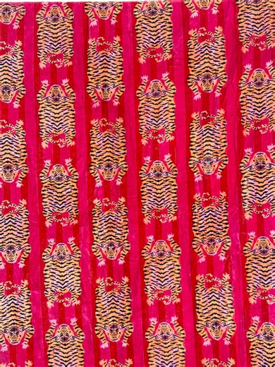Pink Tiger Print Fabric – Exotic Animal Pattern Decorative Textile